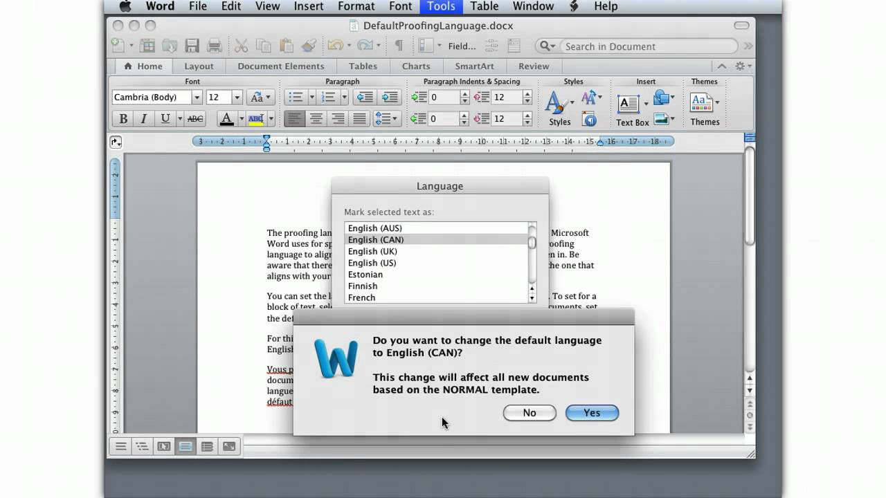 change language in word for mac